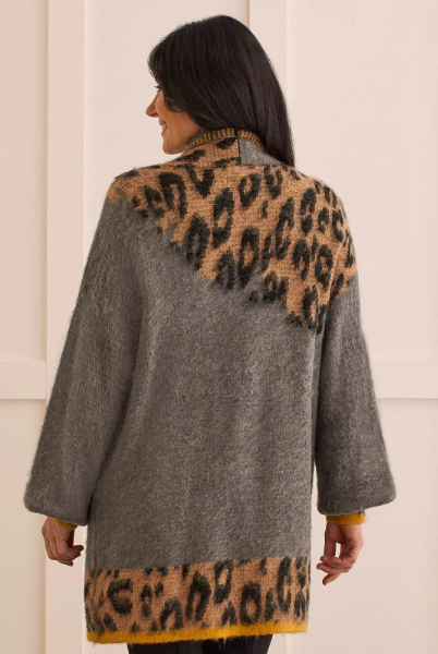 Tribal Cardigan- Grey with Cheetah accent