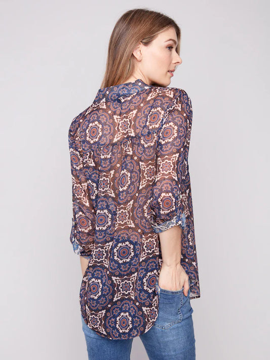 Charlie B Printed Button-Up Blouse - Medallion