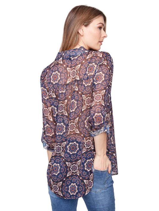 Charlie B Printed Button-Up Blouse - Medallion