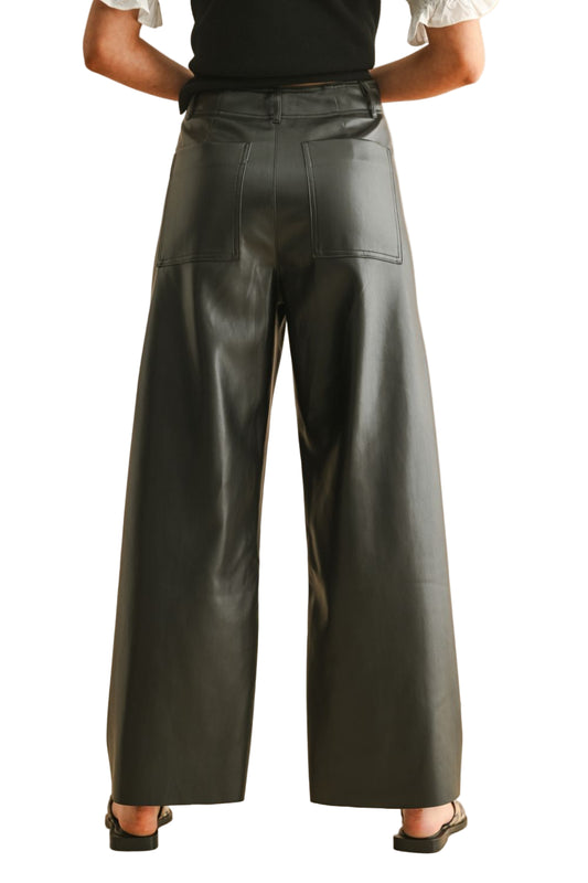 PINTUCK DETAIL FRONT PLEATER WIDE STRAIGHT PANTS
