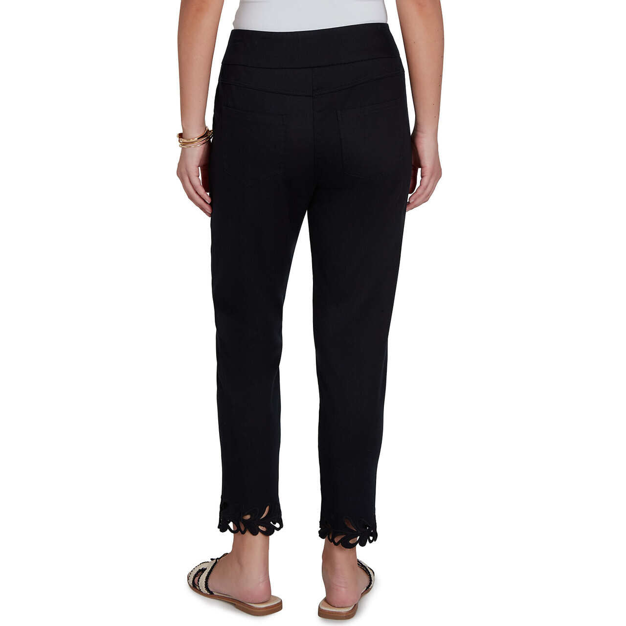 Embroidered Cutout Ankle Pant