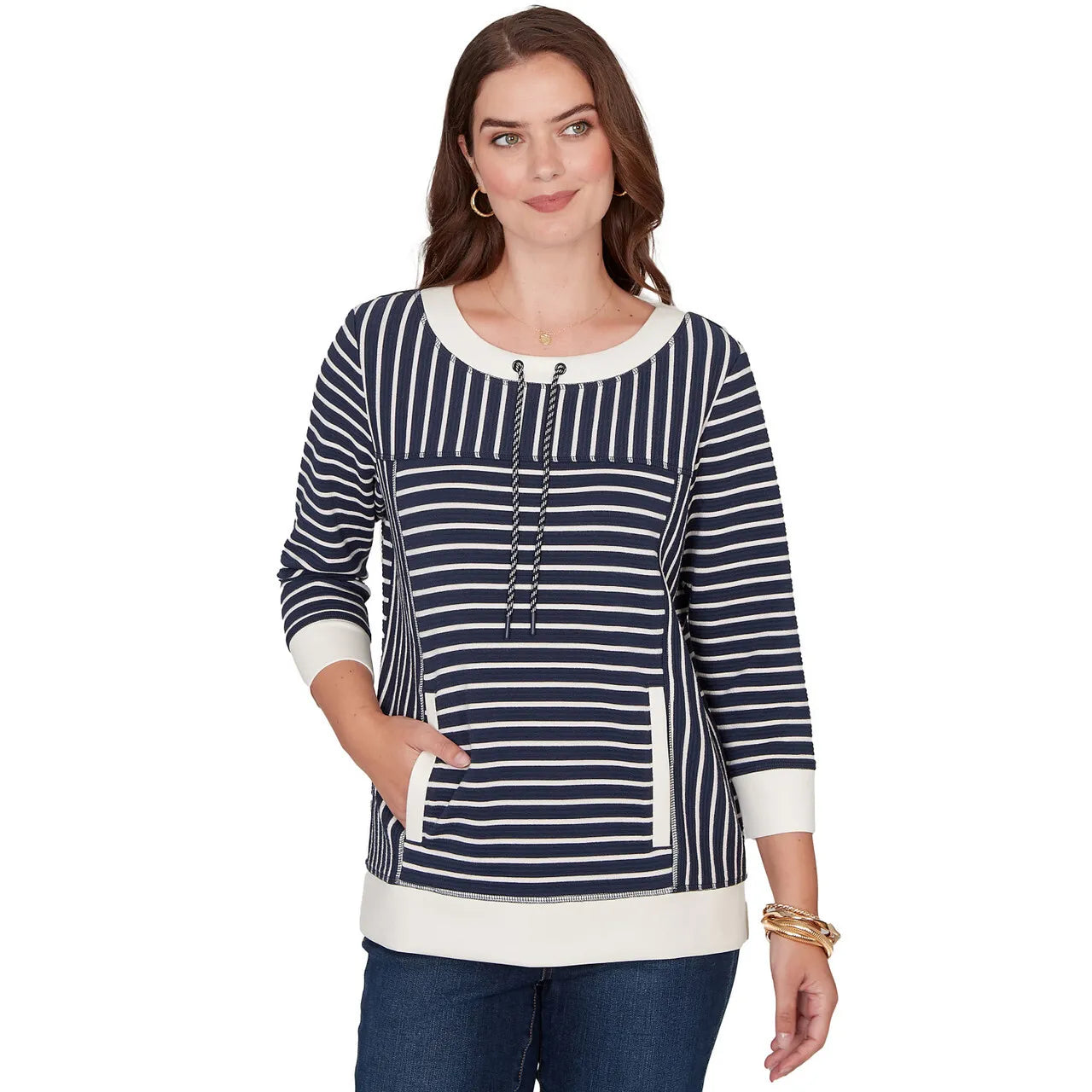 Women's Striped Popover Pocket Top
