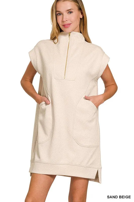 Jacquard Quarter Zip Dress