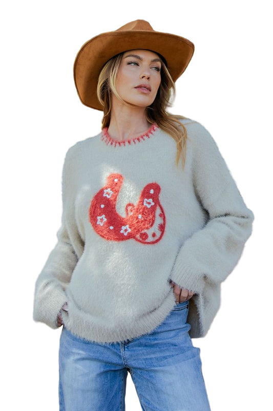 HORSESHOES GRAPHIC FRONT SWEATER