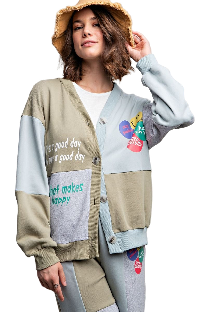Color-Blocked Positive Message Lounge Top