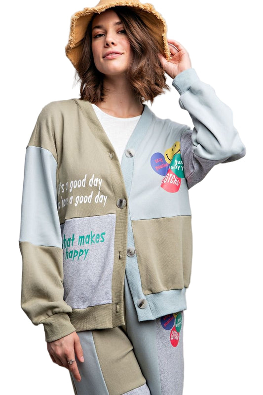 Color-Blocked Positive Message Lounge Top