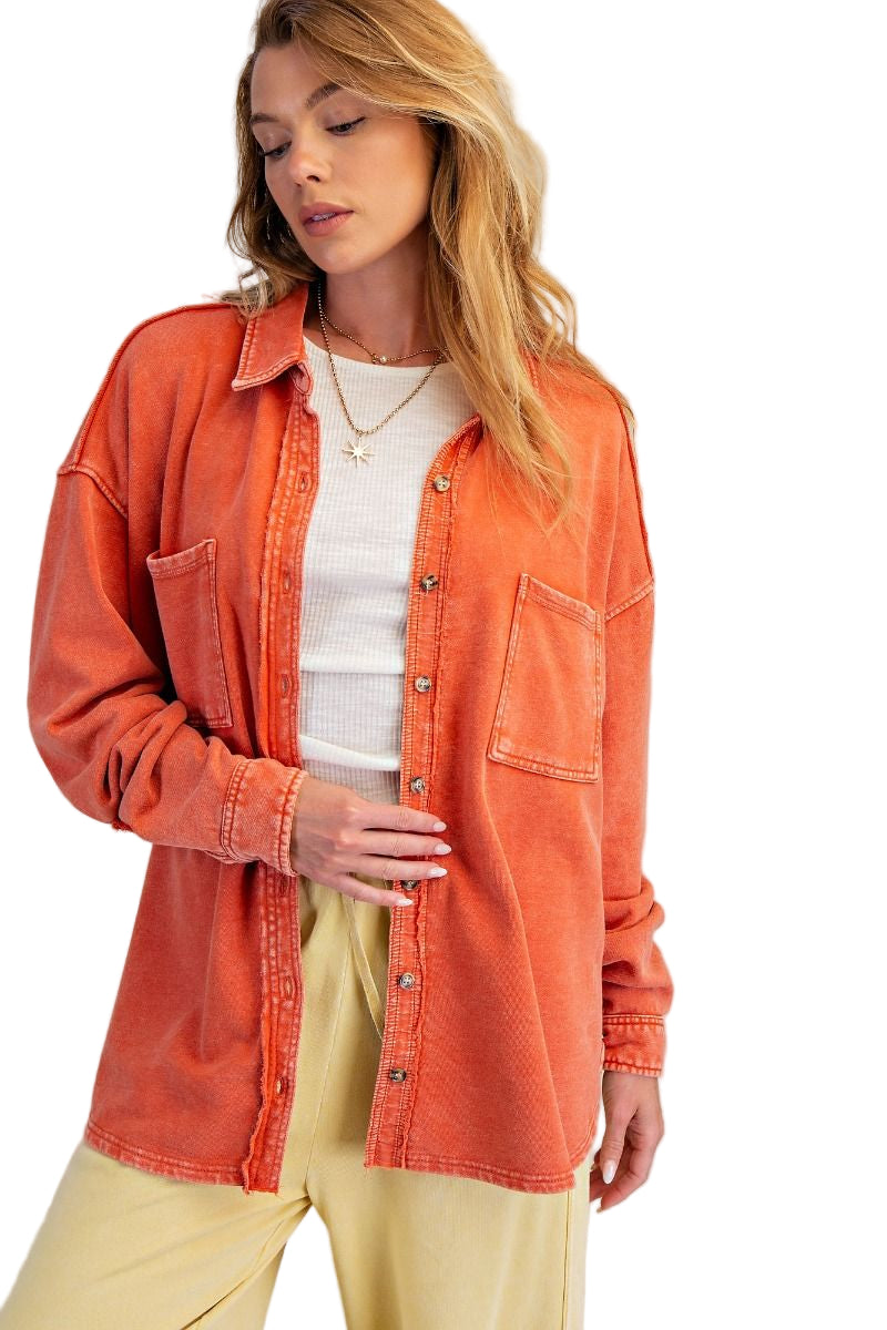 BUTTON DOWN MINERAL WASHED TERRY SHACKET