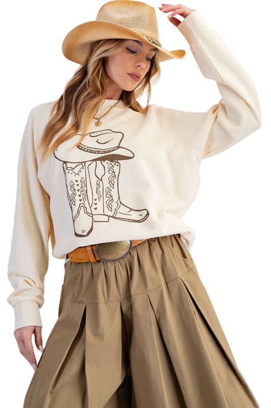 BOOTS PRINT MINERAL WASHED TERRY KNIT PULLOVER