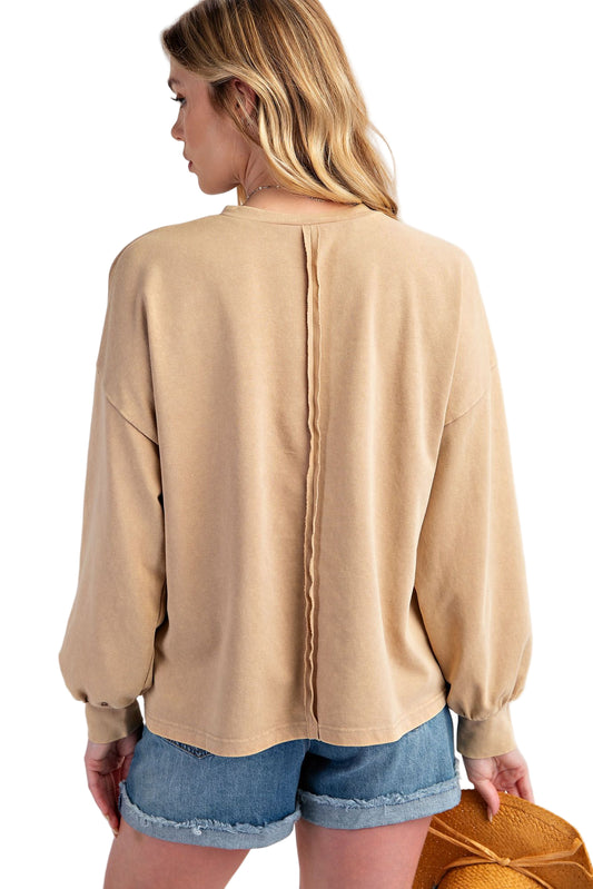 BOOTS PRINTED WASHED TERRY KNIT TOP