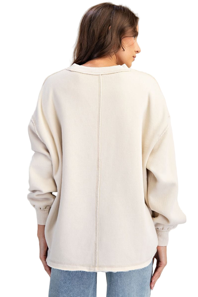 ROSE PRINTED WASHED TERRY PULLOVER