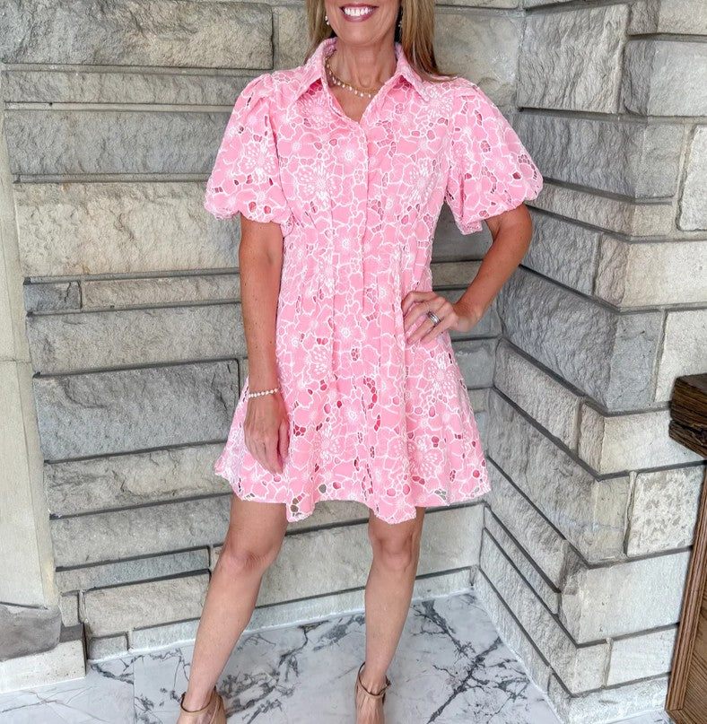 Pink Petal Eyelet Dress