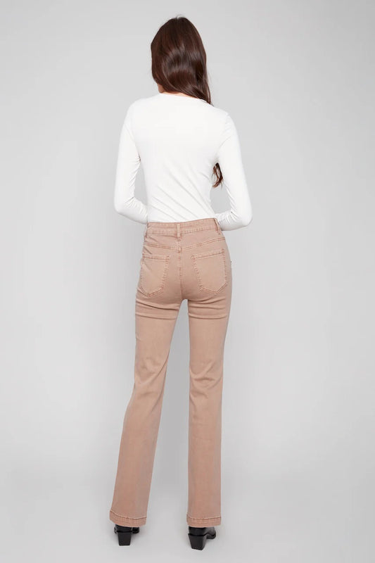 Charlie B Flare Leg Twill Pants – Truffle