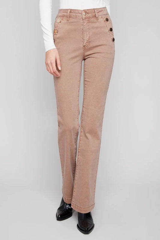 Charlie B Flare Leg Twill Pants – Truffle