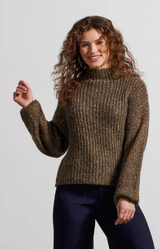 Knitted Tribal Sweater- Olive