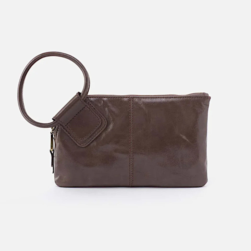 Sable Polished Leather Wristlet