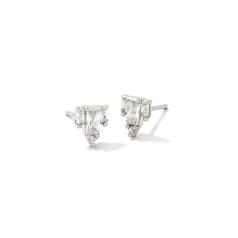 Juliette Silver Stud Earrings - White Crystal