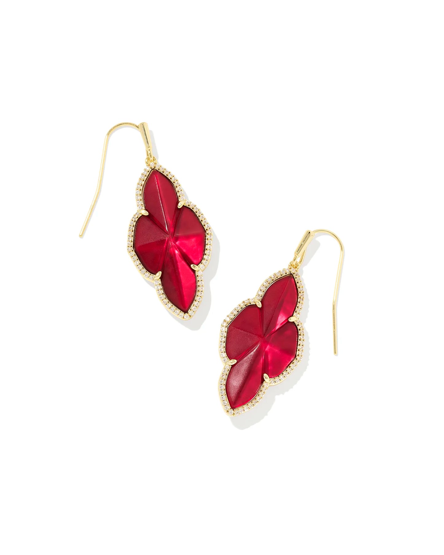 !-Abbie Gold Pave Frame Drop Earrings