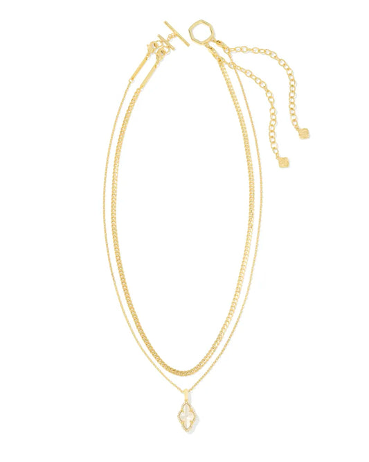 !Abbie Gold Pave Frame Multi Strand Necklace