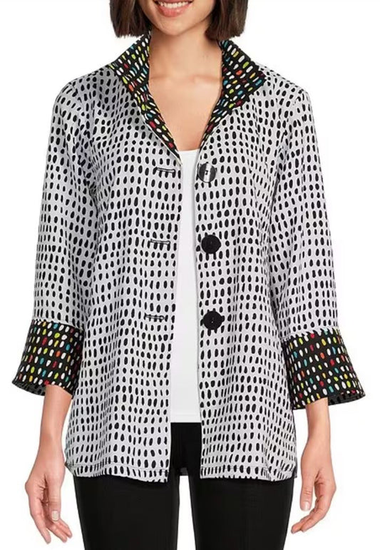 Abstract Dot Button Front Jacket