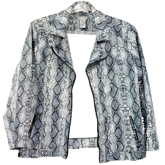 Multiples Python Animal Snake Print Open Front Zipper Detail Jacket