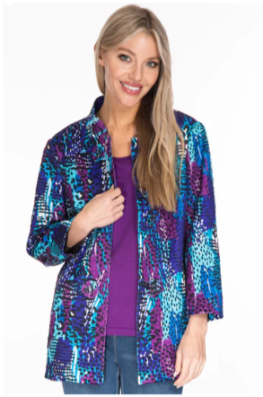 Printed Quilt Jacket- Purple and Blue