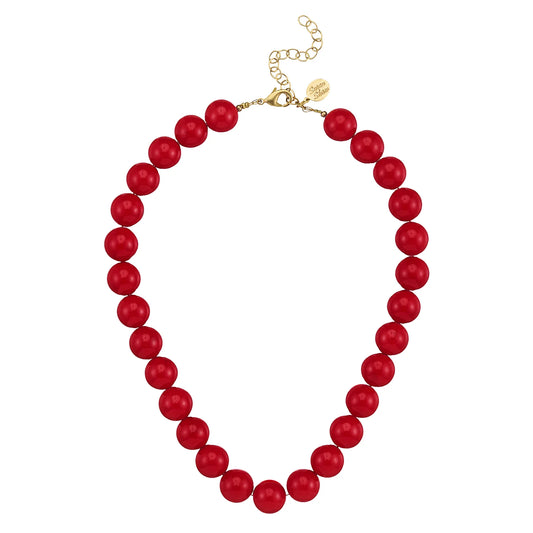 Classic Red Beaded Statement Necklace