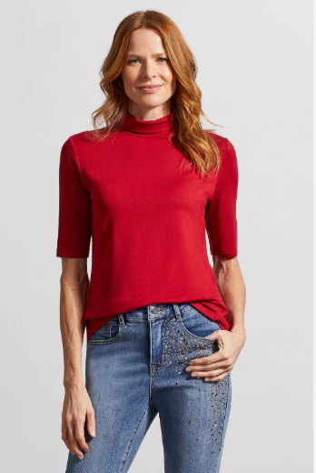 Short Sleeve Turtle Neck- Red