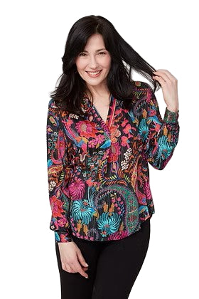 Renuar Black Multi-Combo Blouse