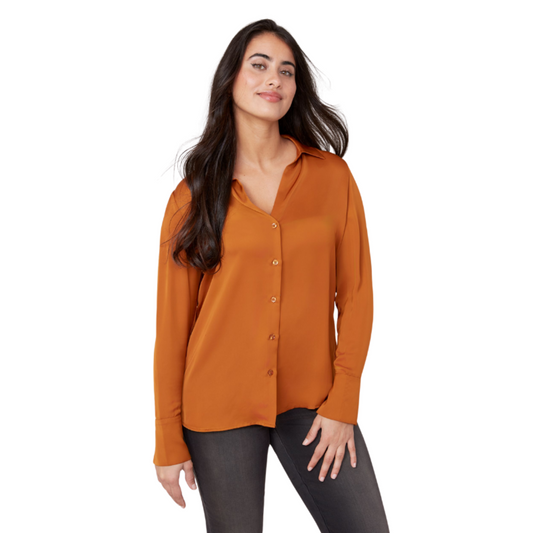 Renuar - Soft Button Front Blouse Bronze