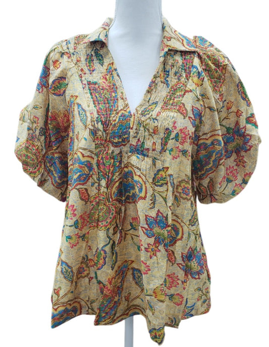 Paisley Print V Neck Top