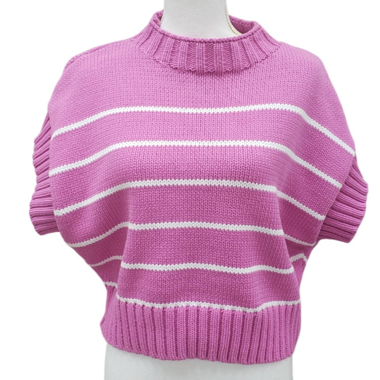 Zenana stripped short sleeve sweater top