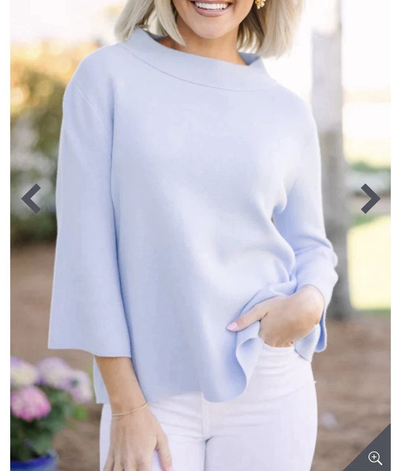Mock Neck Blues Blouse