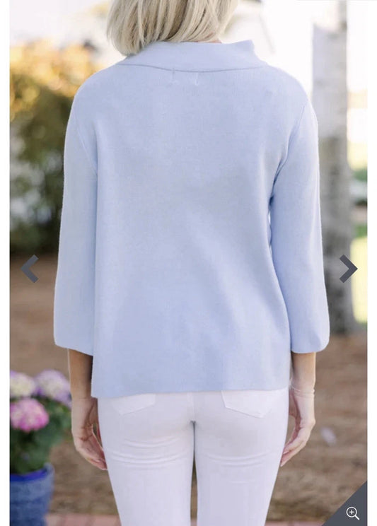 Mock Neck Blues Blouse