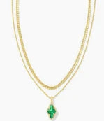 !Abbie Gold Pave Frame Multi Strand Necklace