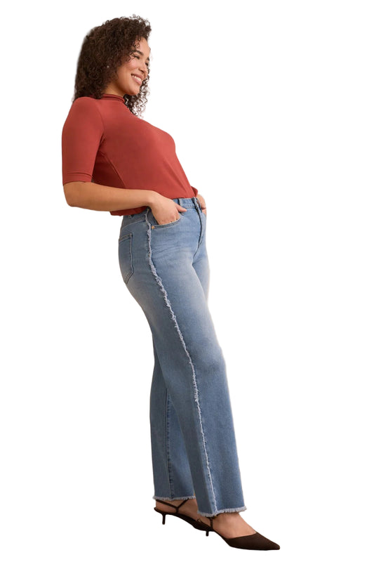 Tribal Brooke Frayed-Hem Super Straight Leg Jean