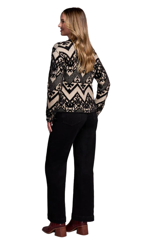 Double-Knit Eyelash Yarn Crew Neck Sweater