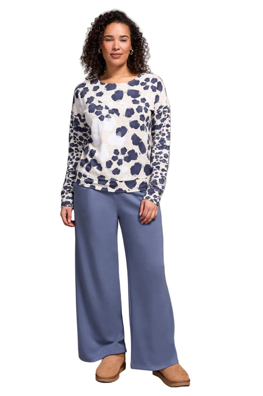 Tribal French Terry Long-Sleeve Crew Neck Top