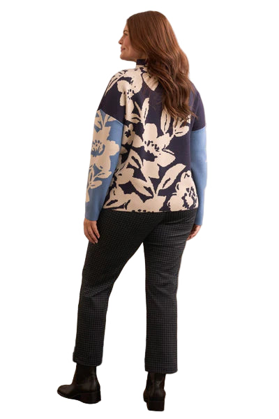 Tribal Knit Jacquard Funnel Neck Sweater