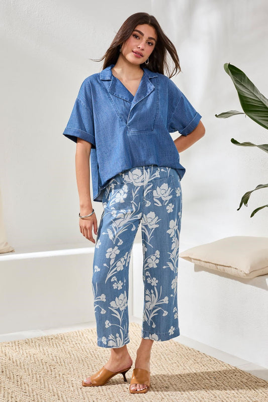 Floral Flow Denim Pants