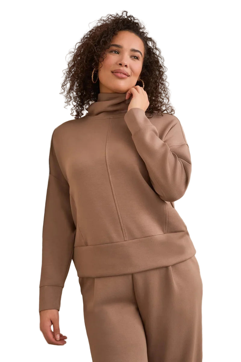Tribal Techno Lux Drop Shoulder Funnel Neck Knit Top