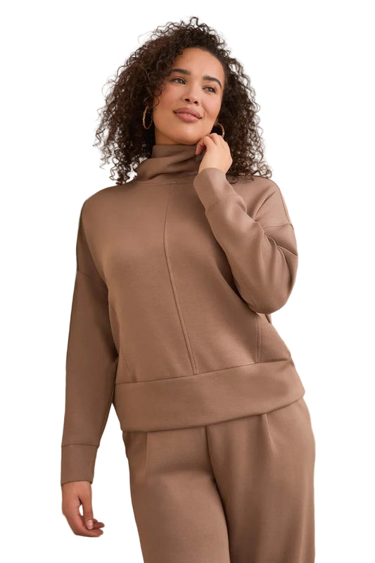 Tribal Techno Lux Drop Shoulder Funnel Neck Knit Top