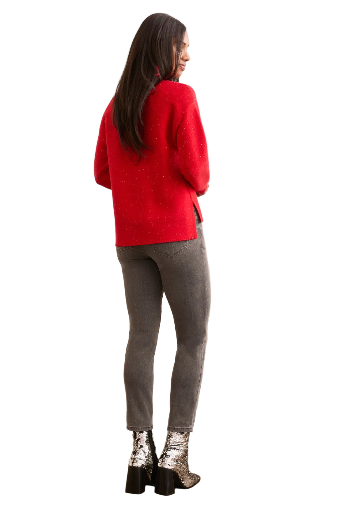 Shimmer Knit Drop Shoulder Turtleneck Sweater