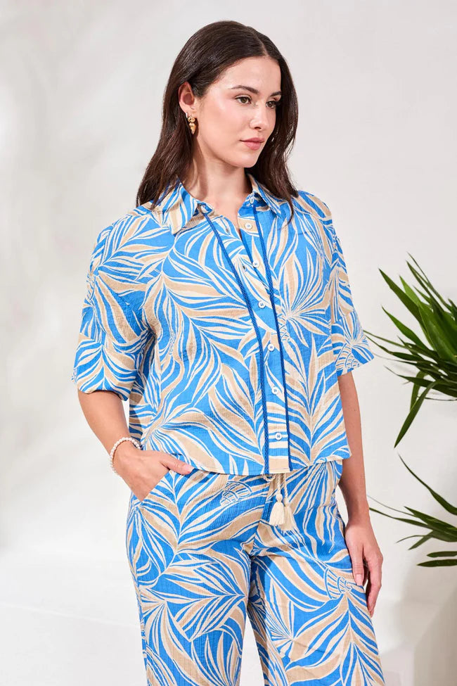 Printed Loop Stitch Button-Front Camp Shirt ~ 3100O-8373-0169