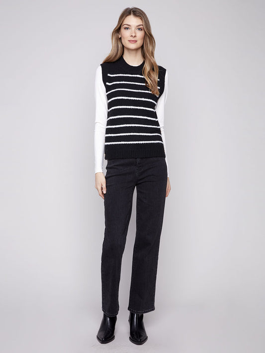 Charlie B Vest -Black With White Stripes