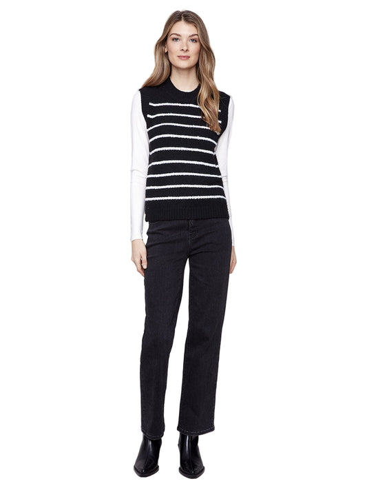 Charlie B Vest -Black With White Stripes