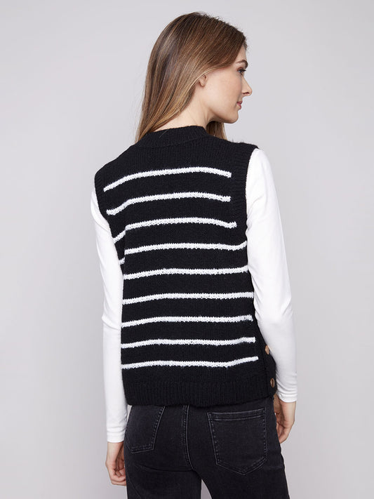 Charlie B Vest -Black With White Stripes