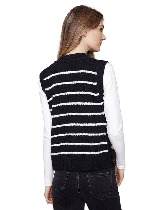 Charlie B Vest -Black With White Stripes