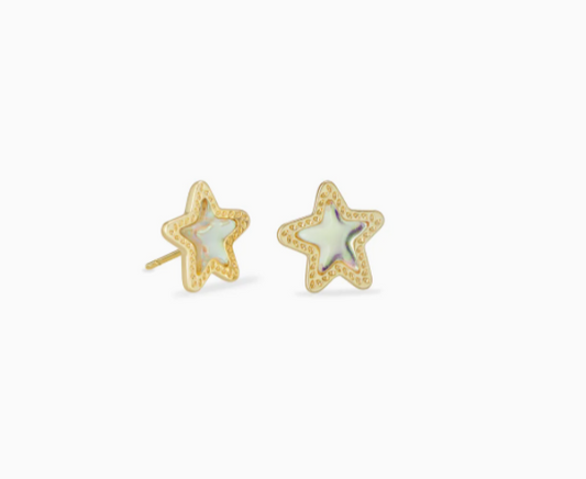Jae Star Gold Stud Earrings In Dichroic Glass