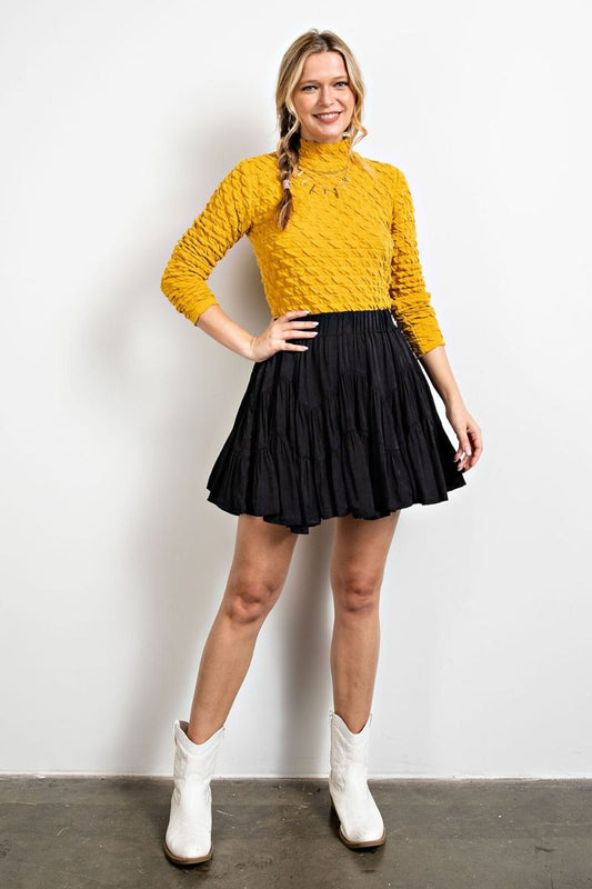 PUFFED TEXTURED KNIT TOP