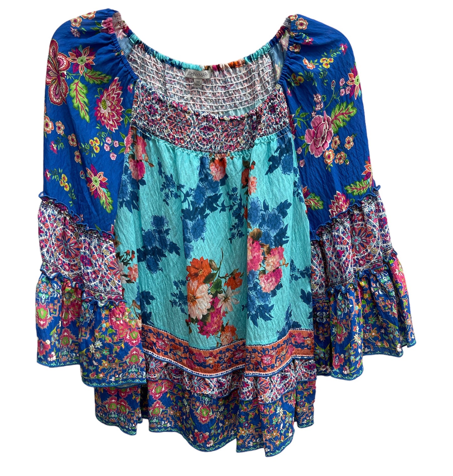 Multi-color Floral Puff Sleeve Shirt